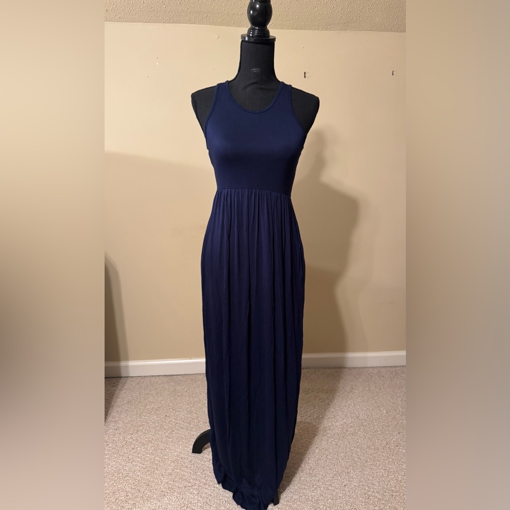 Navy Racerback Maxi Dress